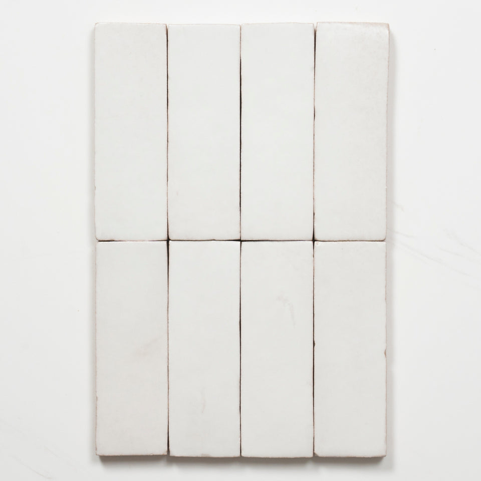 Evelyn Pure White Handmade Bejmat Satin Tile 150 x 50mm