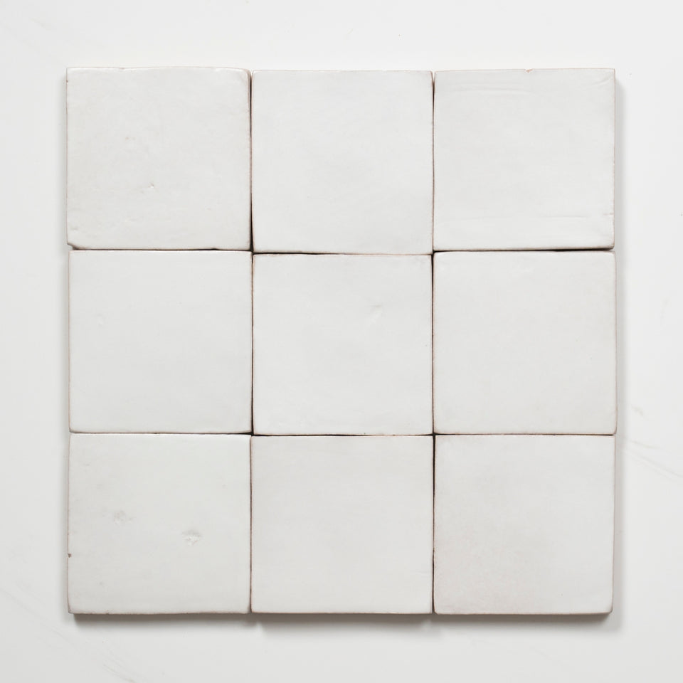 Evelyn Pure White Handmade Zellige Satin Tile 100 x 100mm