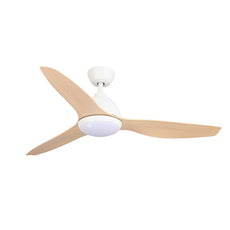 Fanco Breeze 52'' (132cm) AC Ceiling Fan with LED Light - White and Beechwood F0101/121B - The Blue Space