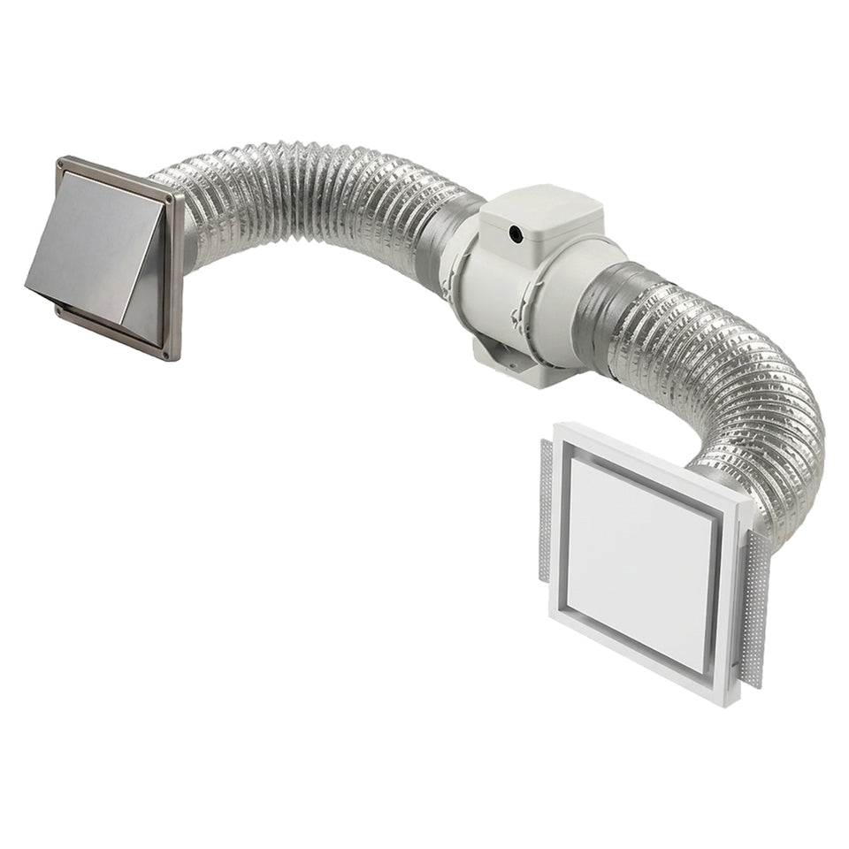 Fanco Designer 125mm Square Bathroom Ventilation Kit White