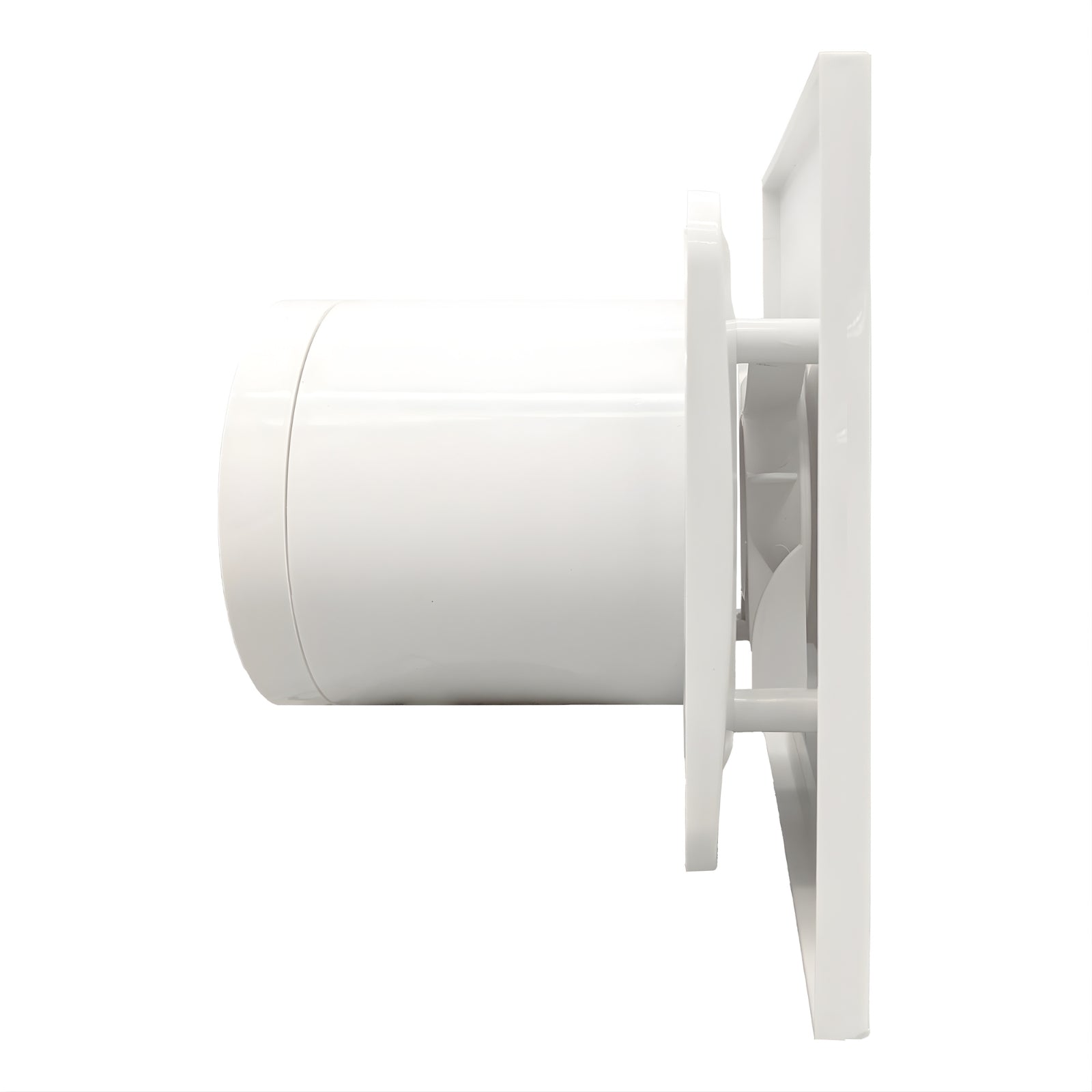 Side View Fanco Dynamic 100mm Duct Square Exhaust Fan Matte White W-EMVUDY11-MWH - The Blue Space