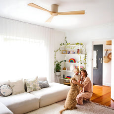 Lifestyle Fanco EarthFirst Gaia 54" (137cm) DC Ceiling Fan with Base Cap - Ecru and Natural Timber F2211/619A - The Blue Space