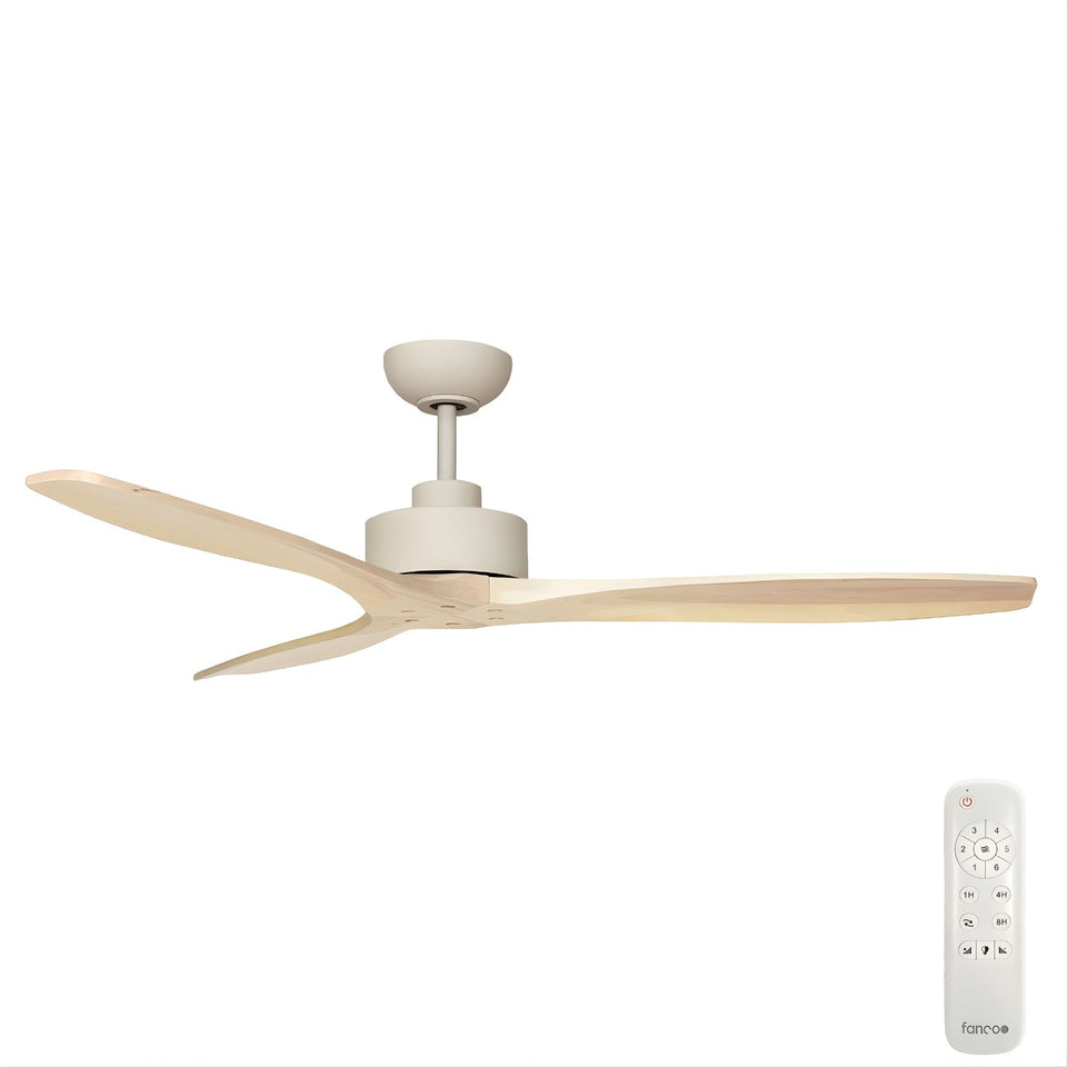 Fanco EarthFirst Wynd 52'' (132cm) DC Ceiling Fan - Ecru and Natural Timber Blades