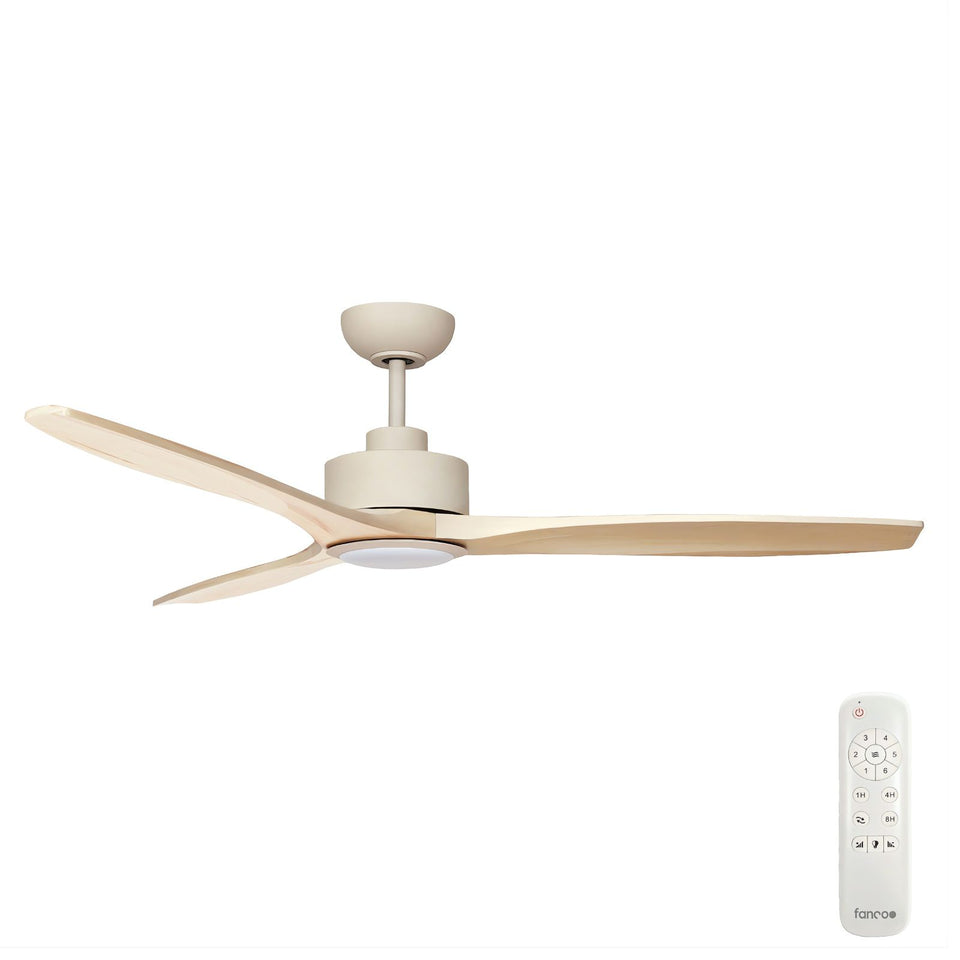 Fanco EarthFirst Wynd 52'' (132cm) DC Ceiling Fan with LED Light - Ecru and Natural Timber
