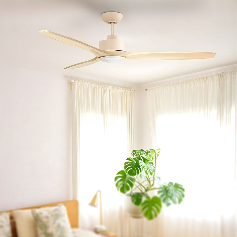 Fanco EarthFirst Wynd 60'' (152cm) DC Ceiling Fan with LED Light - Ecru and Natural Timber