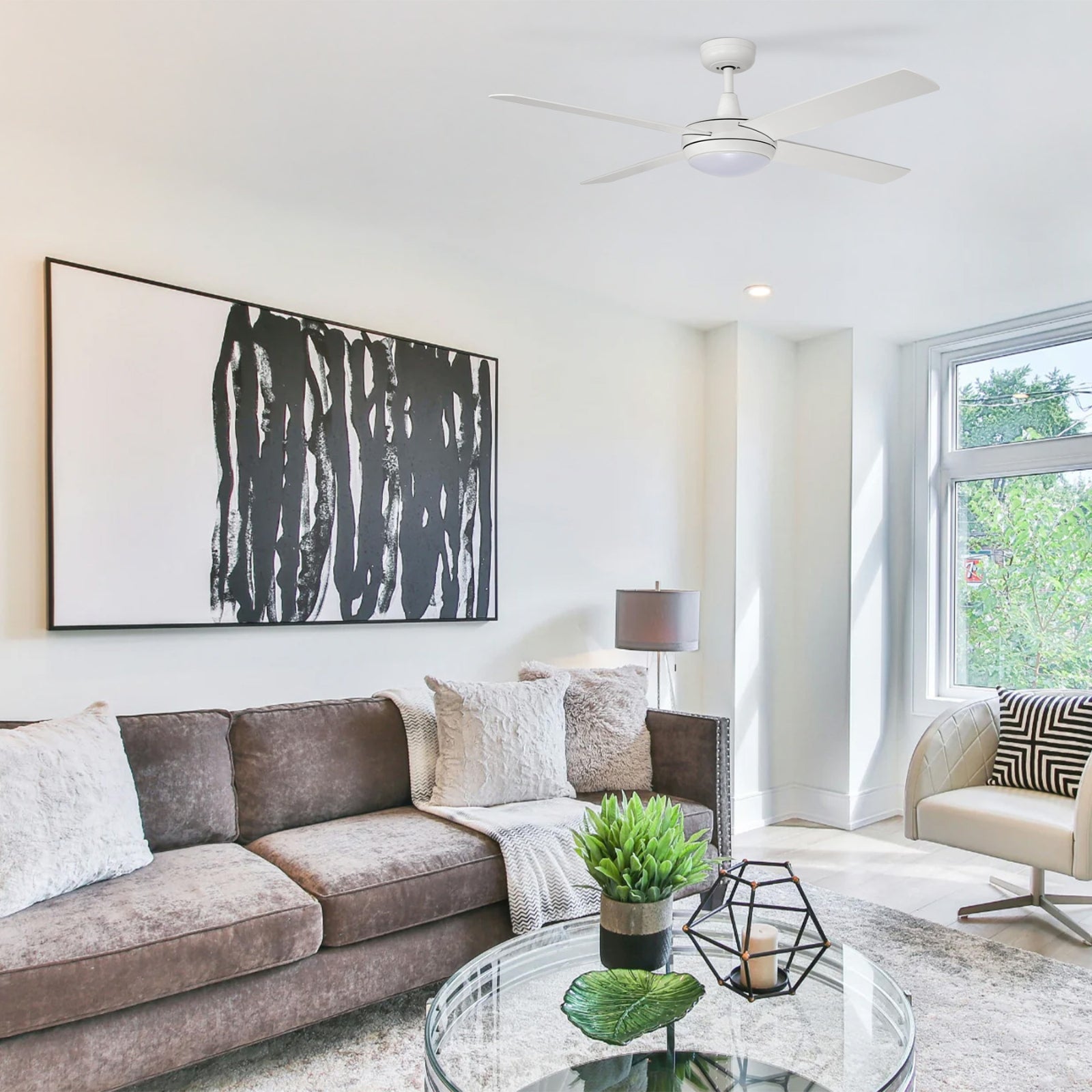 Lifestyle Fanco Eco Silent 48'' (122cm) DC Ceiling Fan with LED Light - White F1101/101B - The Blue Space