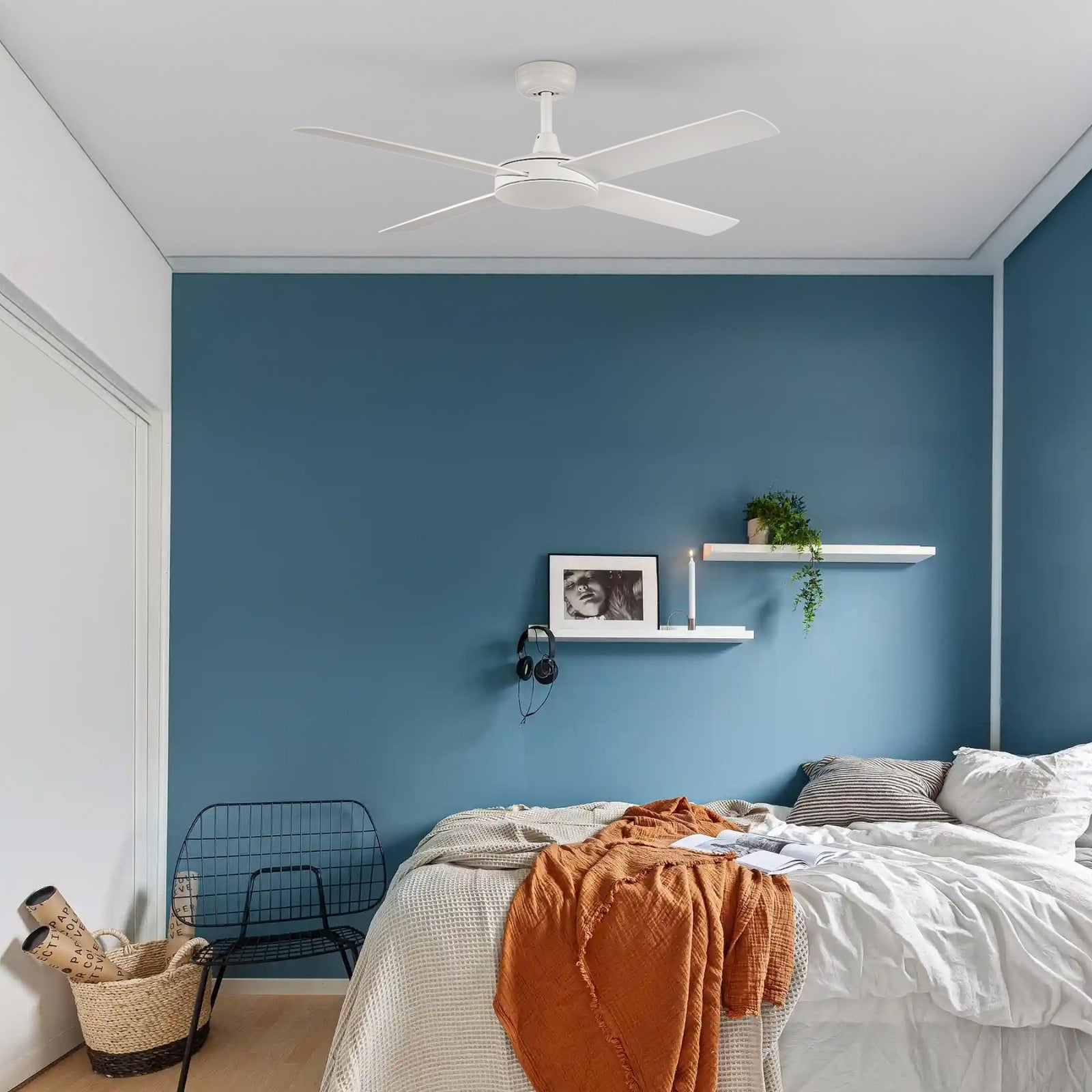 Lifestyle Fanco Eco Silent Deluxe 52'' (132cm) DC Ceiling Fan with Wall Control - White KF1200/101B - The Blue Space