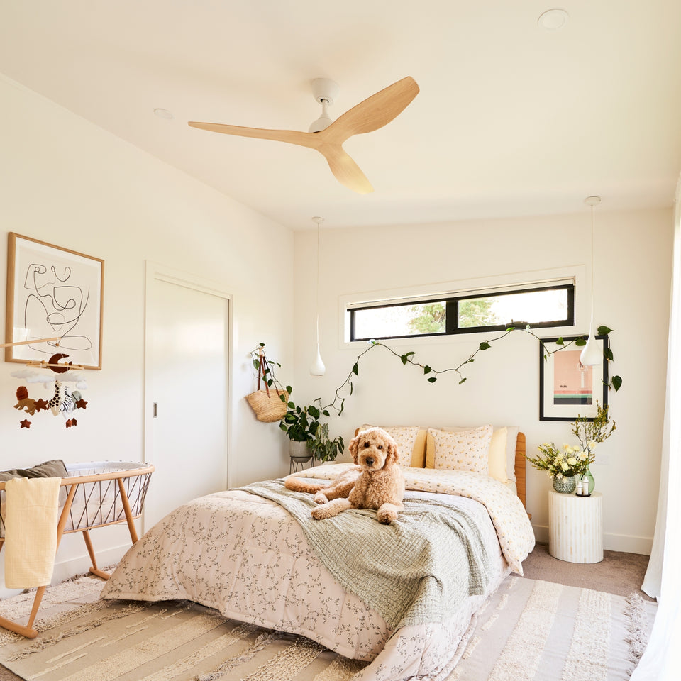 Fanco Eco Style 52'' (132cm) DC Ceiling Fan - White and Beechwood