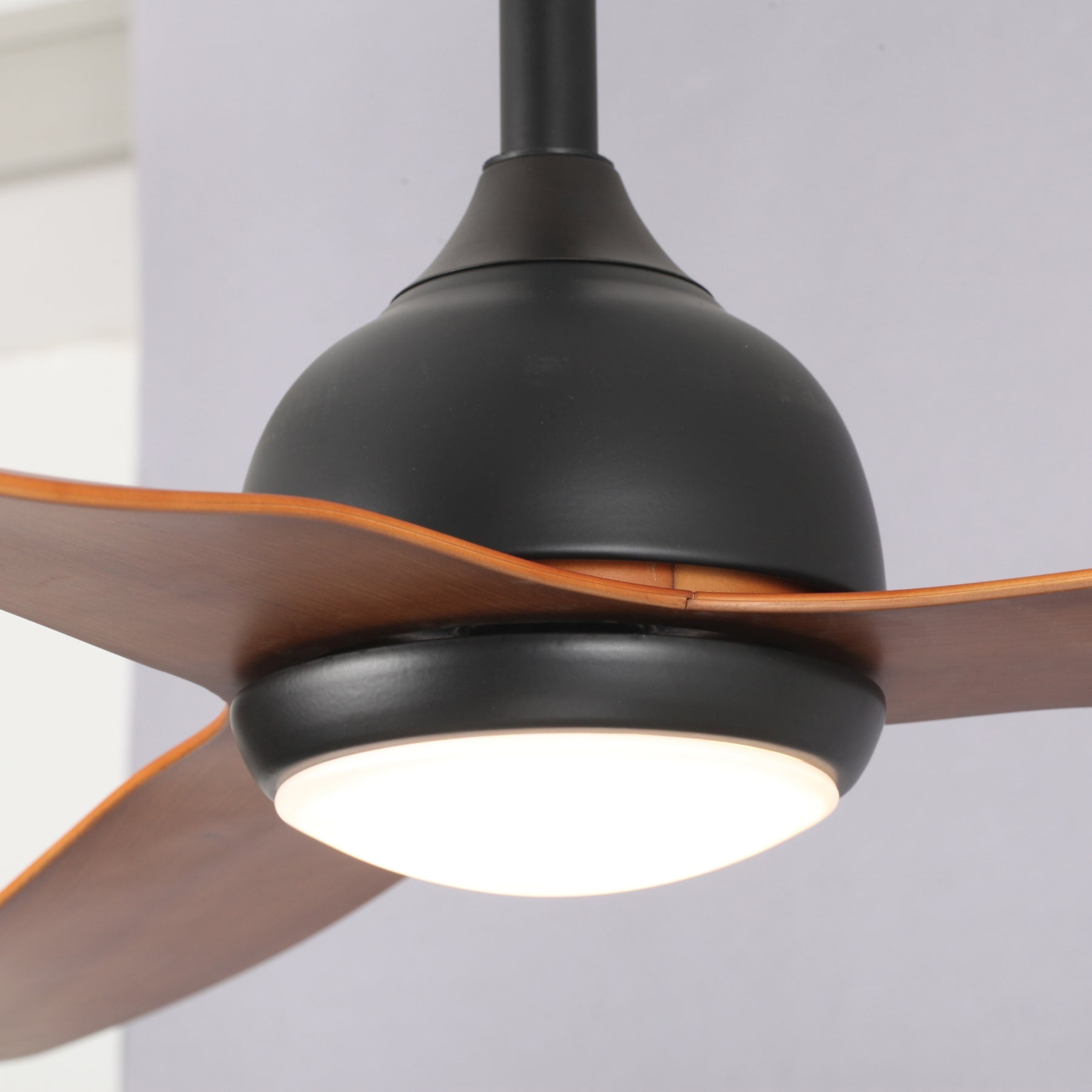 Details Fanco Eco Style 60'' (152cm) DC Ceiling Fan with LED Light - Black and Koa F4021/202A - The Blue Space