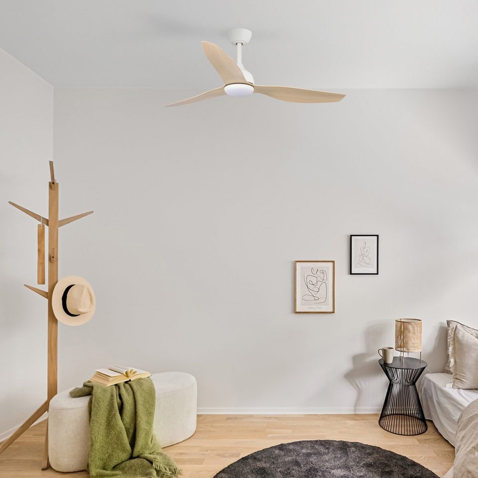 Fanco Eco Style 60'' (152cm) DC Ceiling Fan with LED Light - White and Beechwood