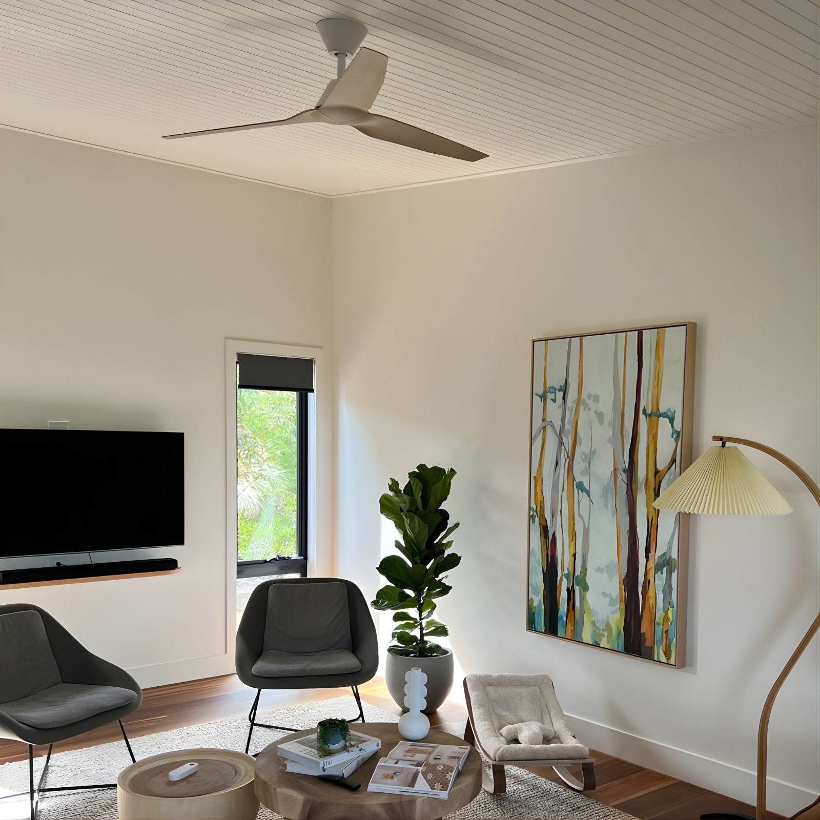 Lifestyle Fanco Infinity-iD 48'' (122cm) DC Ceiling Fan - White and Beechwood F8000/121B - The Blue Space