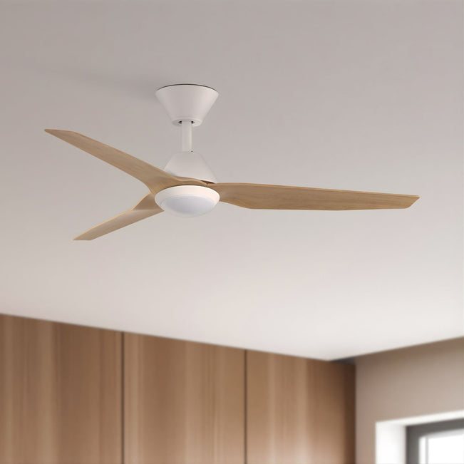 Lifestyle Fanco Infinity-iD 64'' (163cm) DC Ceiling Fan with LED Light - White and Beechwood KF8041/121B - The Blue Space