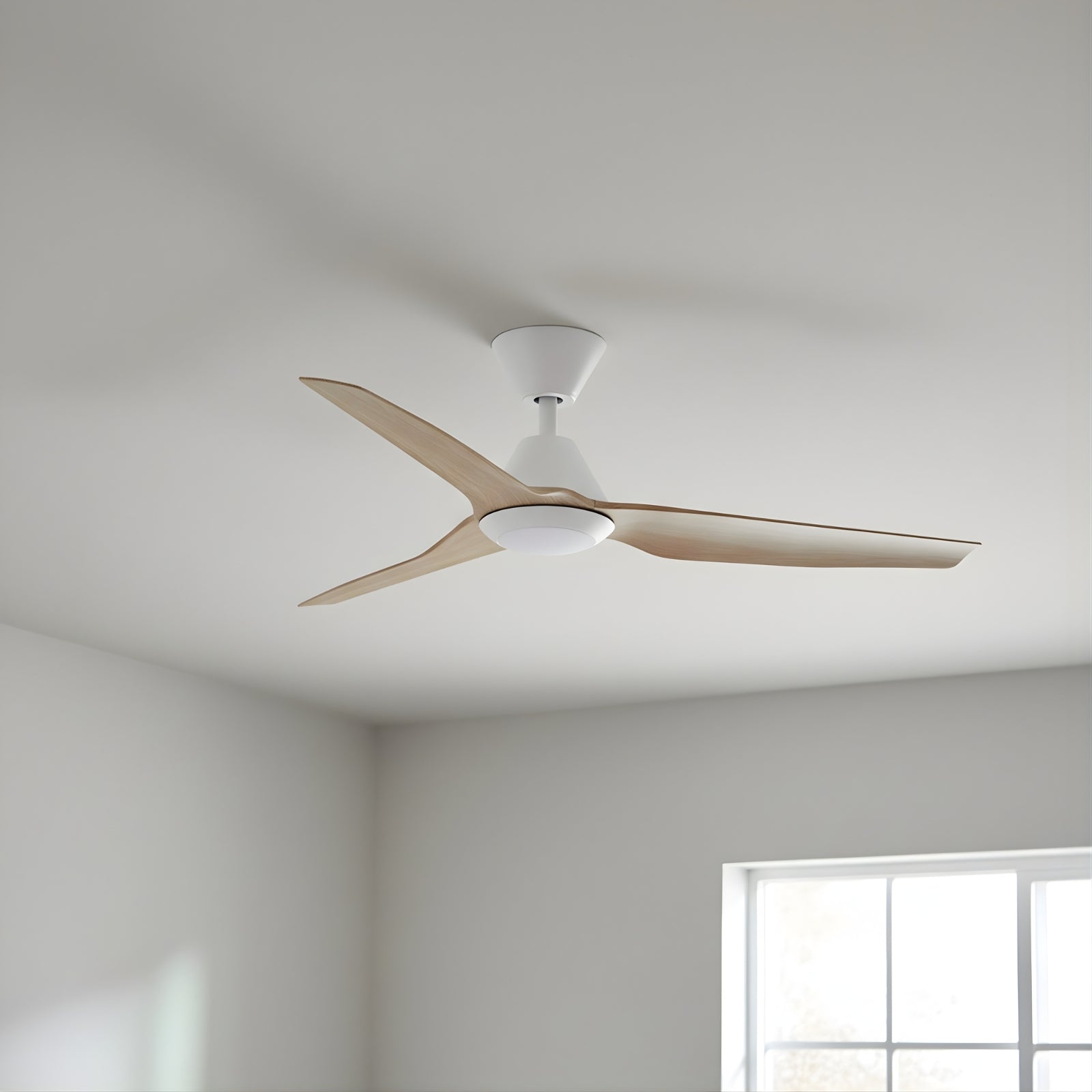 Fanco Infinity-iD v3 48'' (122cm) DC Ceiling Fan with LED Light White and Beechwood  F8001/121C - The Blue Space