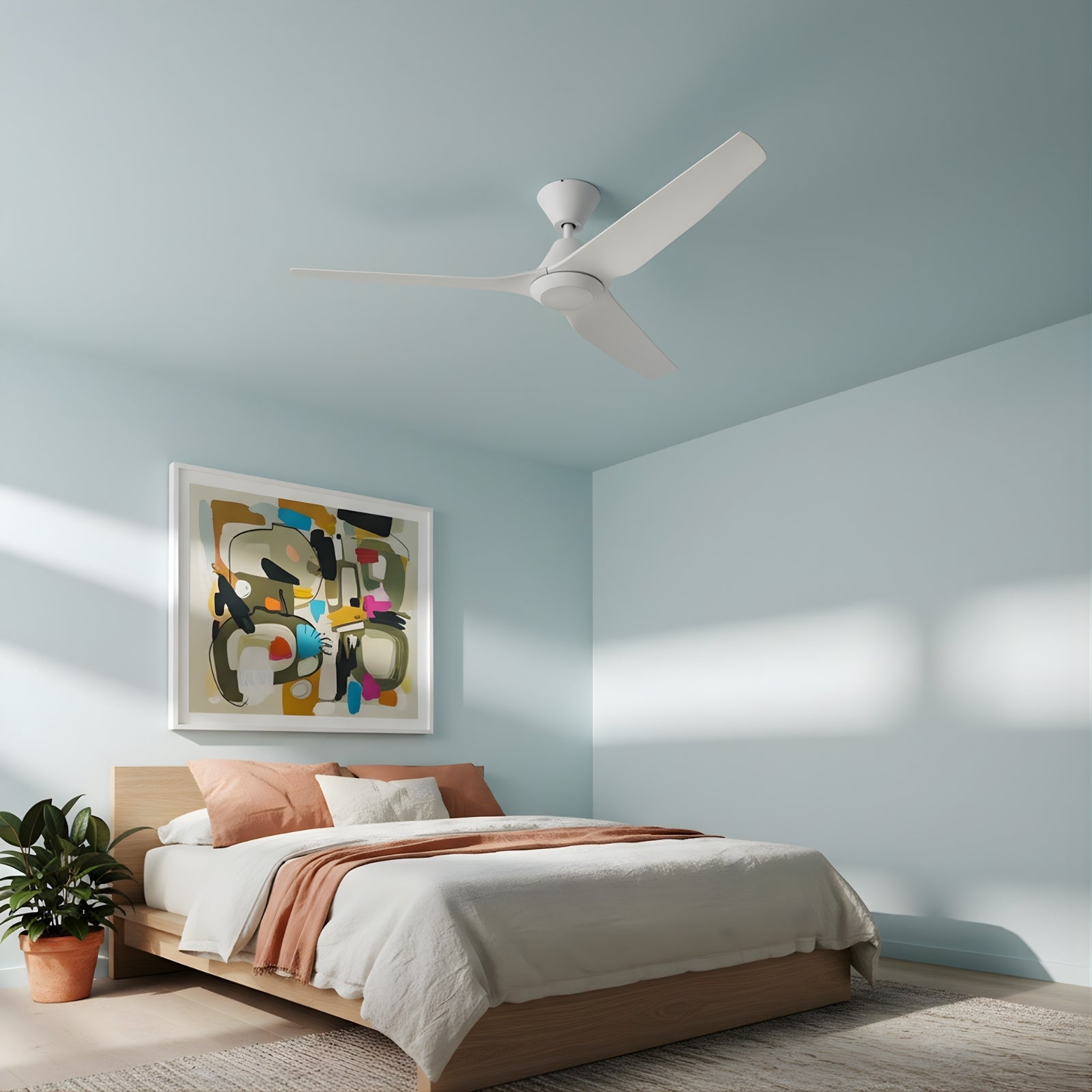 Bedroom Fanco Infinity-iD v3 54'' (137cm) DC Ceiling Fan with LED Light White F8031/101C - The Blue Space