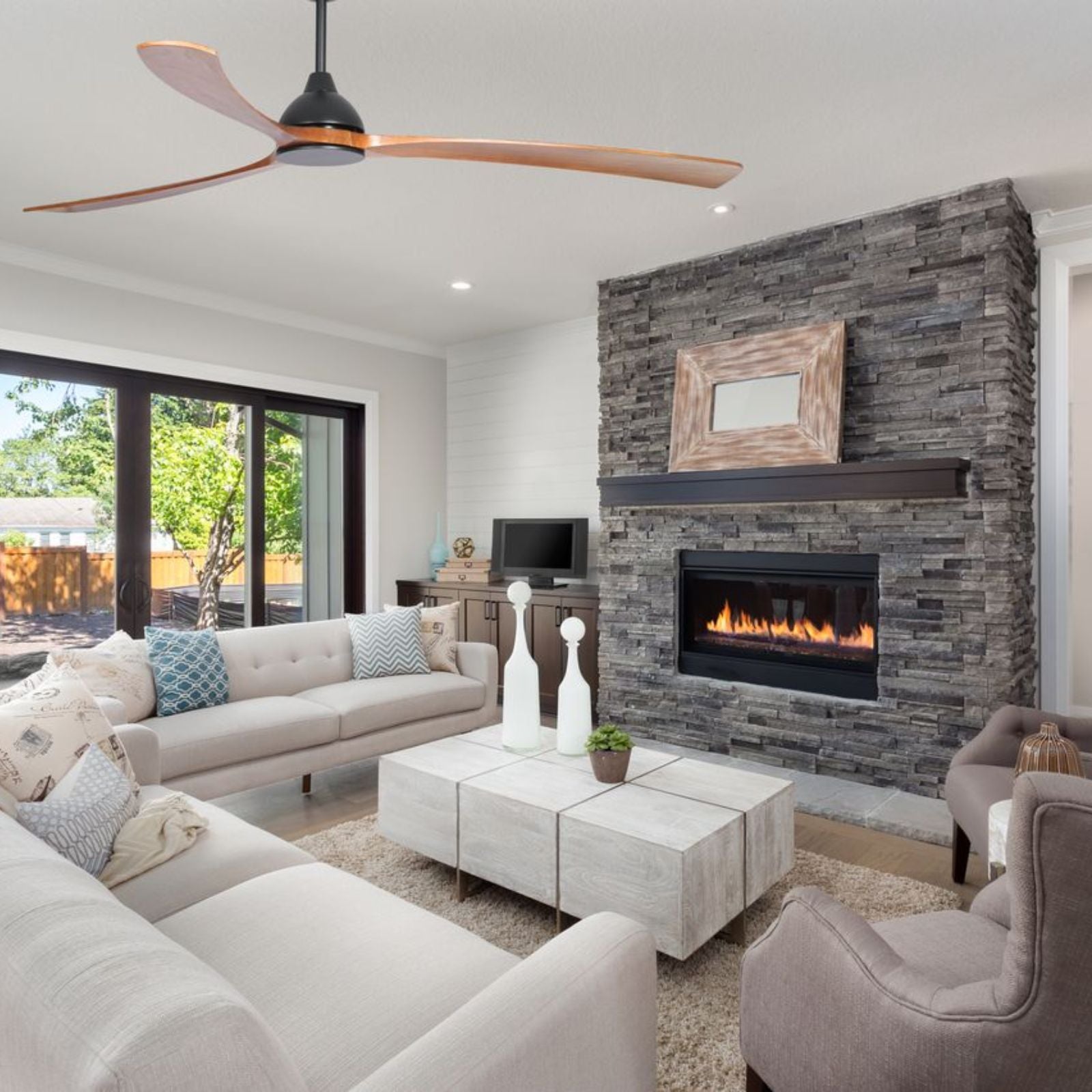 Lifestyle Indoor Fanco Sanctuary 52'' (132cm) DC Ceiling Fan - Black and Teak F6000/218A - The Blue Space