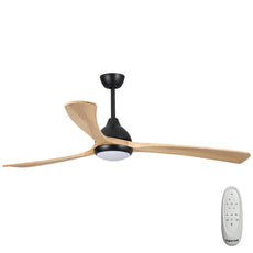 Fanco Sanctuary 52'' (132cm) DC Ceiling Fan with LED Light - Black and Natural F6001/219A With Remote - The Blue Space