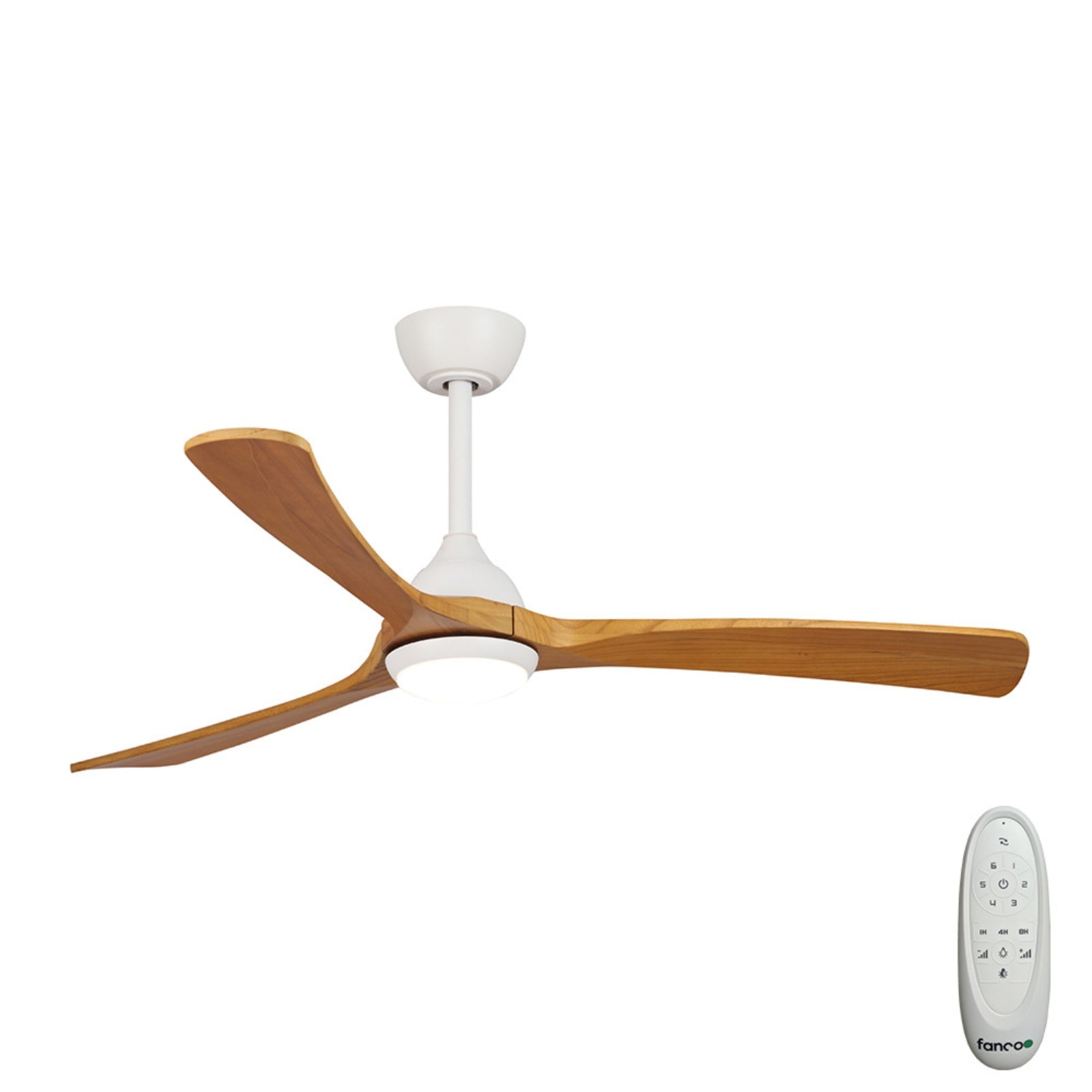 Fanco Sanctuary 52'' (132cm) DC Ceiling Fan with LED Light - White and Teak F6001/118A - The Blue Space