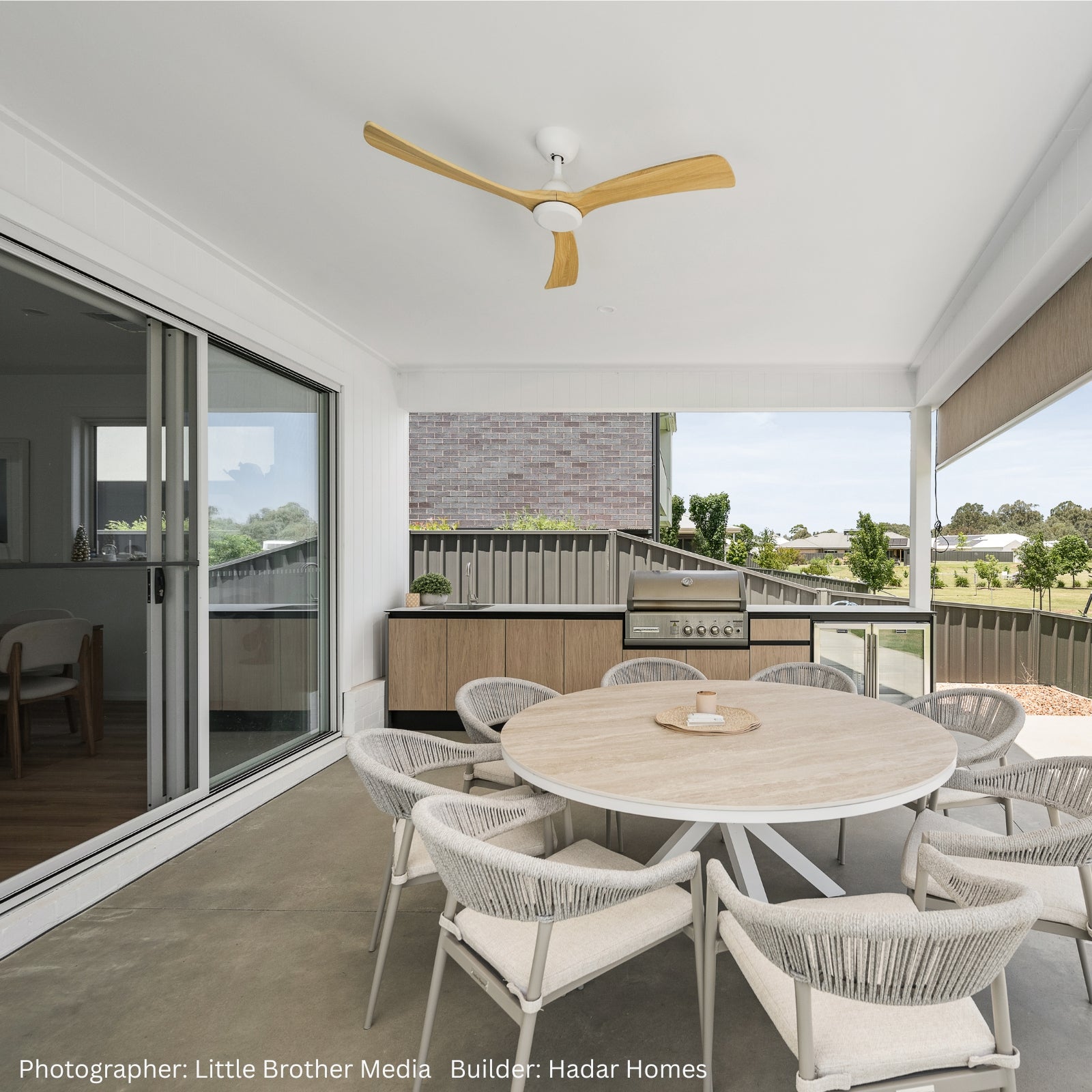 Fanco Sanctuary 52'' (132cm) DC Ceiling Fan - White and Teak F6000/118A Outdoor - The Blue Space