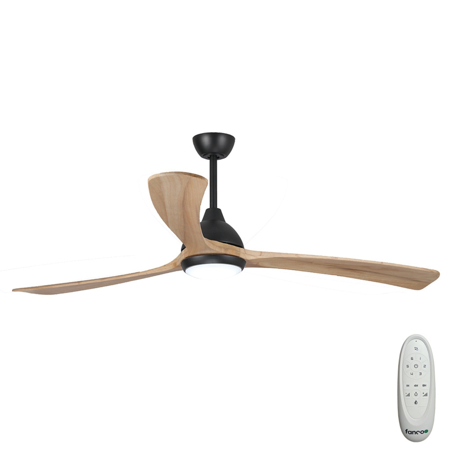 Fanco Sanctuary 70'' (178cm) DC Ceiling Fan with LED Light - Black and Natural KF6011/219A - The Blue Space