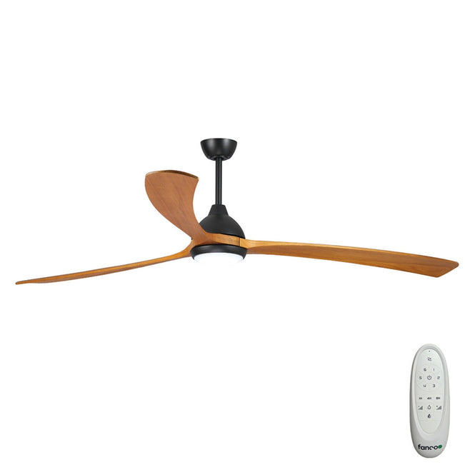Fanco Sanctuary 70'' (178cm) DC Ceiling Fan with LED Light - Black and Teak KF6011/218A - The Blue Space