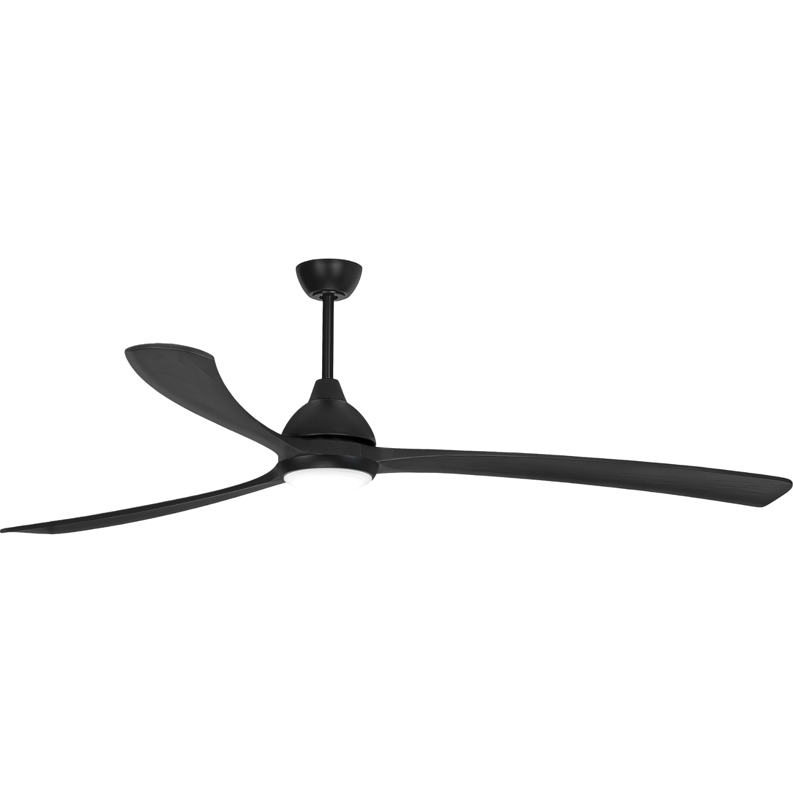 Side View Fanco Sanctuary 86'' (218cm) DC Ceiling Fan with LED Light - Black and Black Timber KF6021/202A - The Blue Space