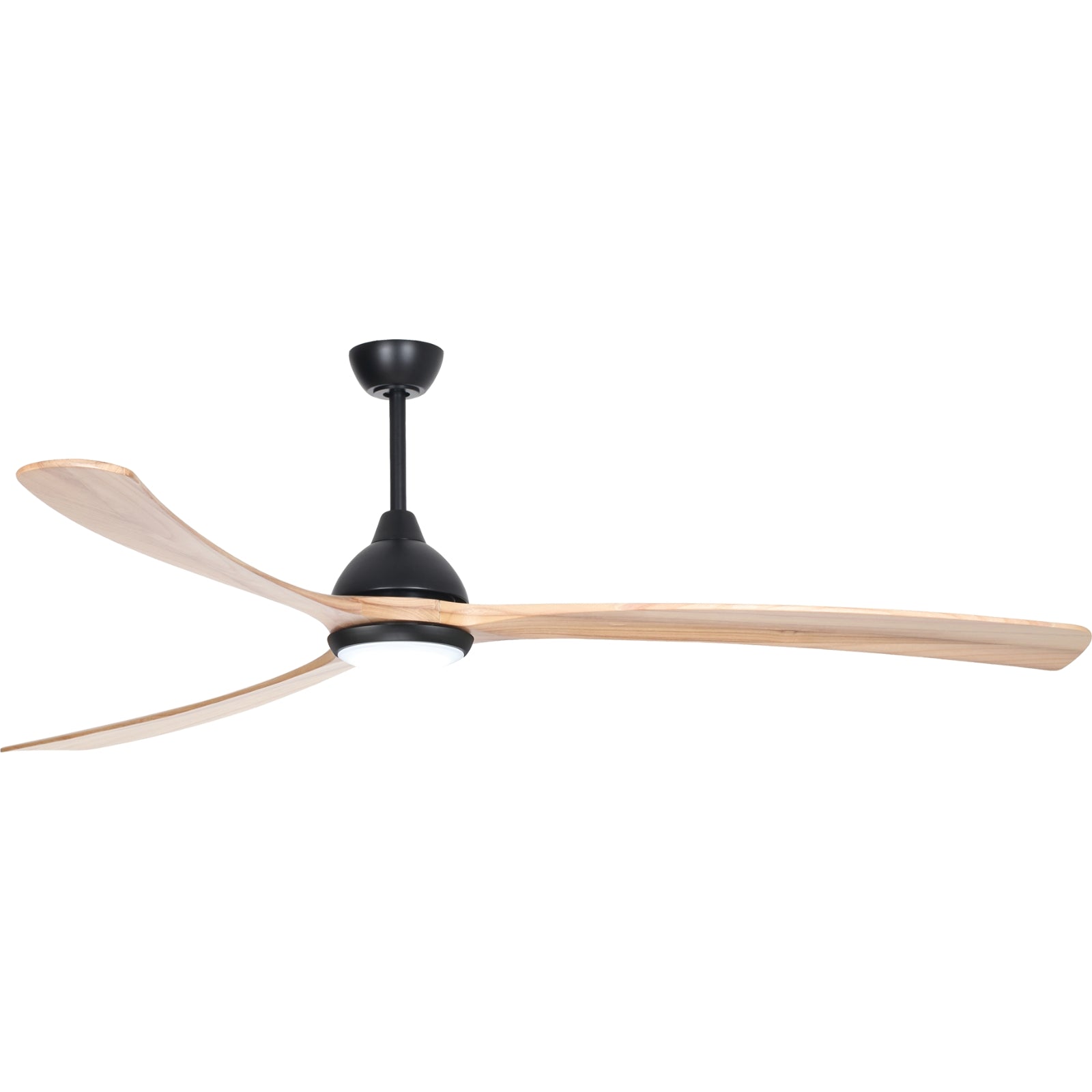 Side View Fanco Sanctuary 86'' (218cm) DC Ceiling Fan with LED Light - Black and Natural KF6021/219A - The Blue Space