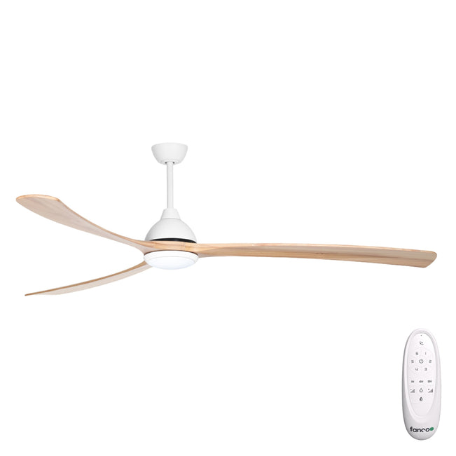 Fanco Sanctuary 86'' (218cm) DC Ceiling Fan with LED Light - White and Natural KF6021/119A - The Blue Space