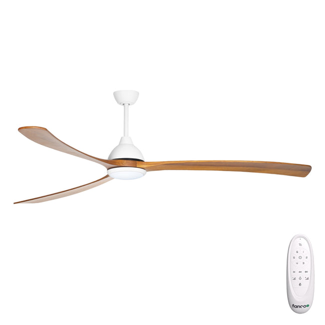 Fanco Sanctuary 86'' (218cm) DC Ceiling Fan with LED Light - White and Teak KF6021/118A - The Blue Space