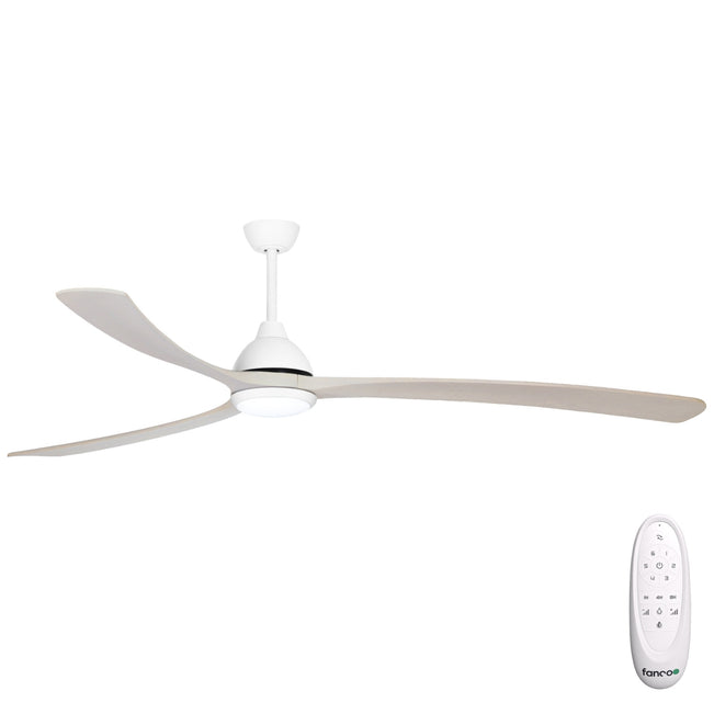 Fanco Sanctuary 92'' (234cm) DC Ceiling Fan with LED Light - White and Whitewash KF6031/101A - The Blue Space