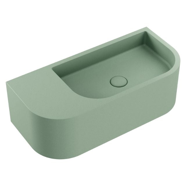 Fienza Blanca Concrete Wall Hung Basin Rh Bowl 650x300x200mm Sage