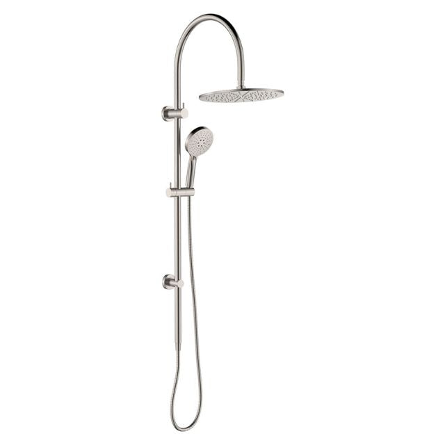 Fienza Empire Slim Curved Twin Shower Brushed Nickel