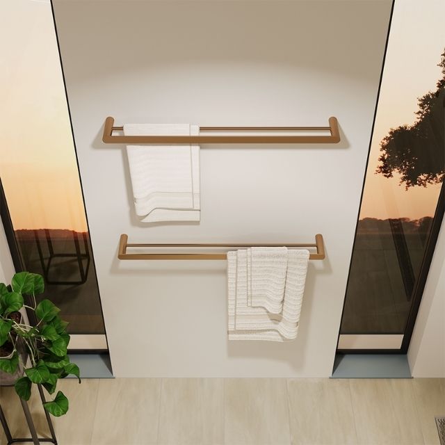 Buy Fienza Empire Slim Double Towel Rail 800mm Brushed Copper 88908800CO - The Blue Space