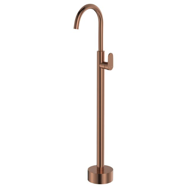 Fienza Empire Slim Floor Mounted Basin/bath Mixer Brushed Copper