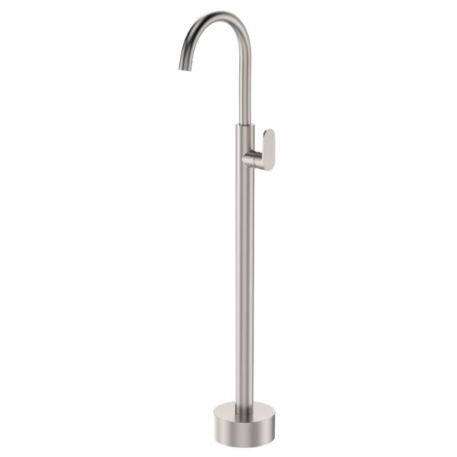 Fienza Empire Slim Floor Mounted Basin/bath Mixer Brushed Nickel