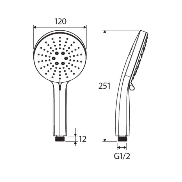Fienza Empire Slim Handheld Shower Head 3 Function Brushed Nickel