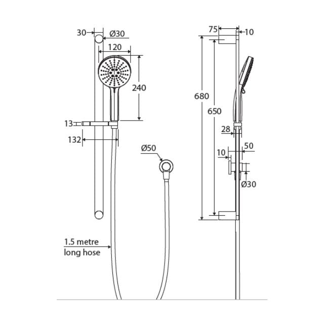 Fienza Empire Slim Rail Shower Urban Brass