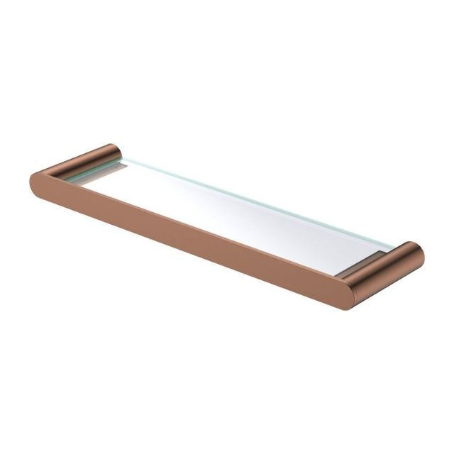 Fienza Empire Slim Shower Shelf Glass Brushed Copper