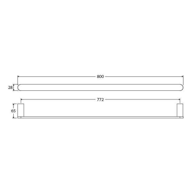 Fienza Empire Slim Single Towel Rail 800mm Brushed Nickel