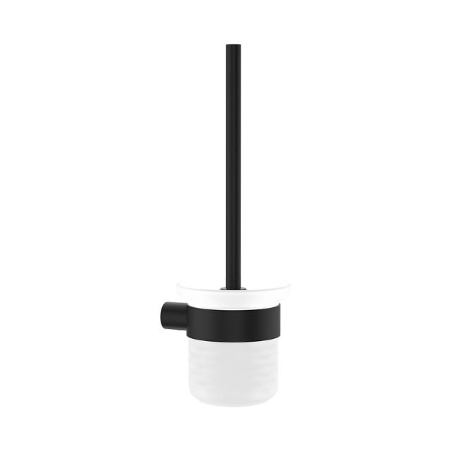 Fienza Empire Slim Toilet Brush and Glass Holder Matte Black