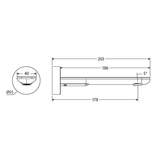 Fienza Empire Slim Wall Basin/Bath Outlet 180mm Round Plate Chrome
