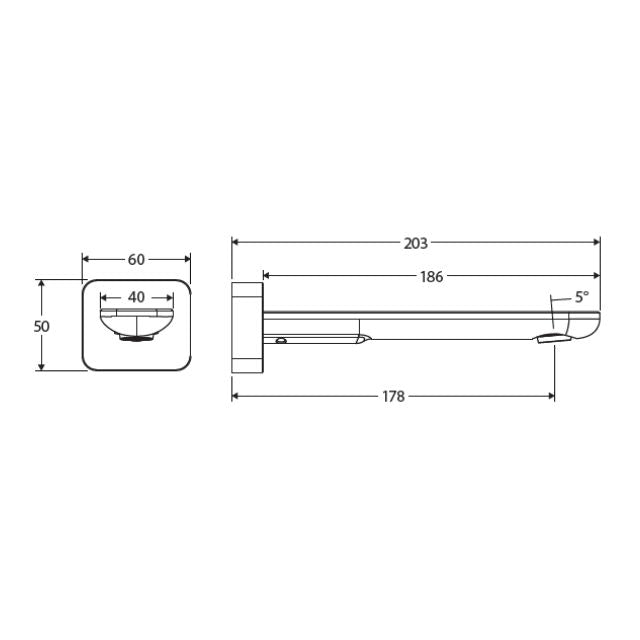 Fienza Empire Slim Wall Basin/Bath Outlet 180mm Square Plate Urban Brass