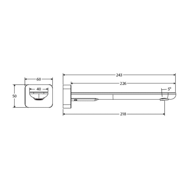 Fienza Empire Slim Wall Basin/Bath Outlet 220mm Square Plate Chrome