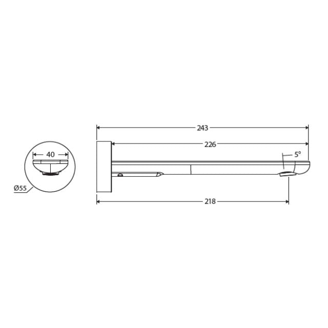 Fienza Empire Slim Wall Bath/Basin Outlet 220mm Round Plate Matte Black