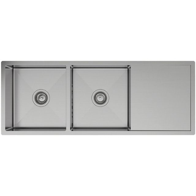 Fienza Hana Double Bowl Sink With Drainer 29L-29L Top/Undermount NTH 1180X450X200mm (14 Clips) 68408 - The Blue Space