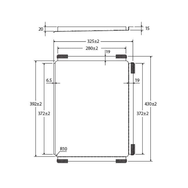 Technical Drawing Fienza Hana Sink Draining Tray Rugged Brass 325X430X20mm A21RB - The Blue Space