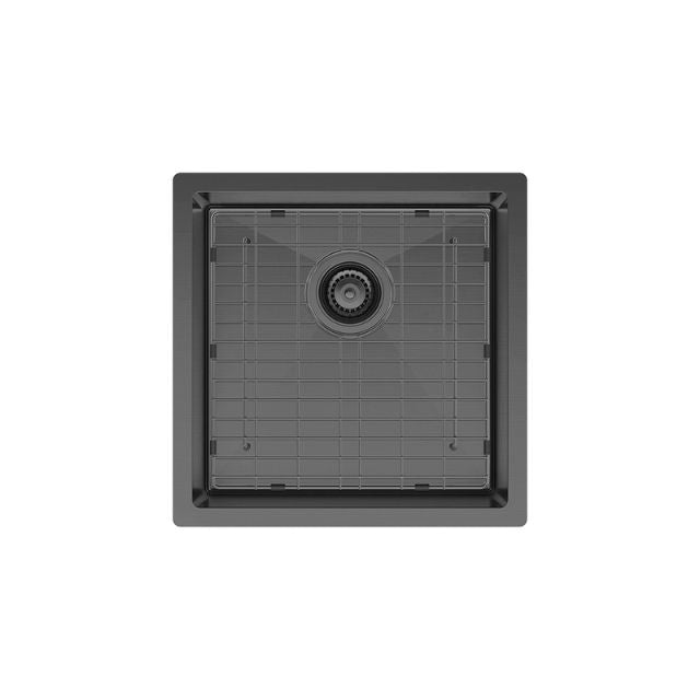 With Protector, Fienza Hana Single Bowl Sink 32L Carbon Metal Includes Sink Protect Top/Undermount 450X450X200mm 68401CM - The Blue Space