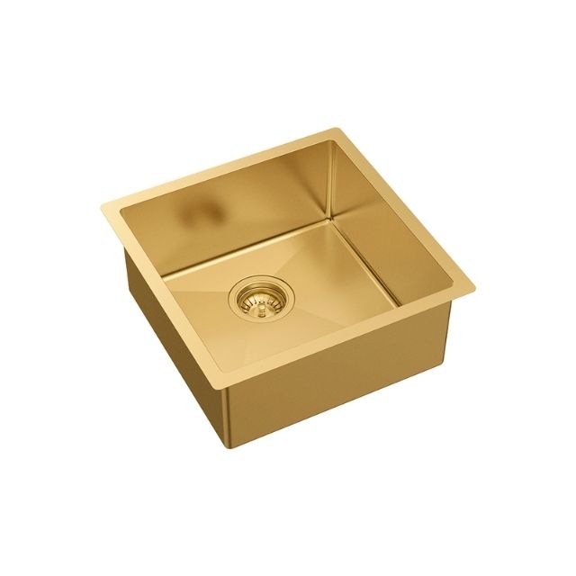 Angle Fienza Hana Single Bowl Sink 32L Rugged Brass Includes Sink Protect Top/Undermount 450X450X200mm 68401RB - The Blue Space