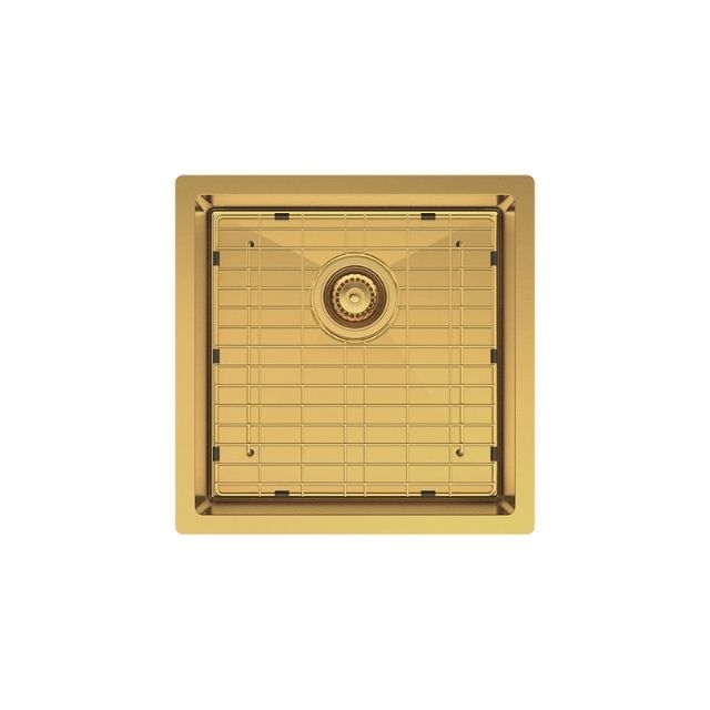 With Protector, Fienza Hana Single Bowl Sink 32L Rugged Brass Includes Sink Protect Top/Undermount 450X450X200mm 68401RB - The Blue Space