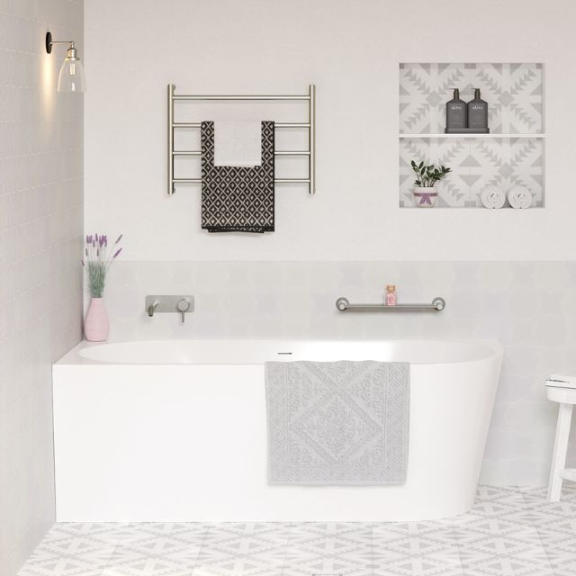 Fienza Isabella Right-Hand Acrylic Corner Bath with Overflow, Gloss White, 1700mm - The Blue Space