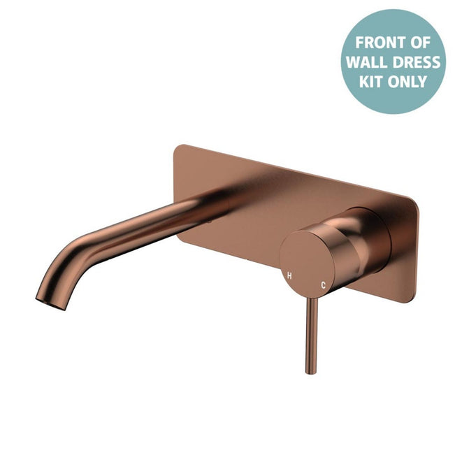 Fienza Kaya Basin/Bath Wall Mixer Dress Kit Set Rectangular Plate 160mm Outlet Brushed Copper D228106CO-LF - The Blue Space